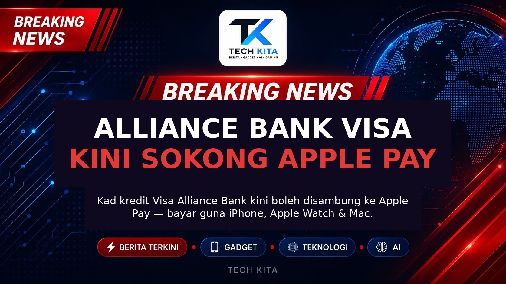 Kad kredit Visa Alliance Bank kini menyokong Apple Pay — bayar guna iPhone, Apple Watch dan Mac